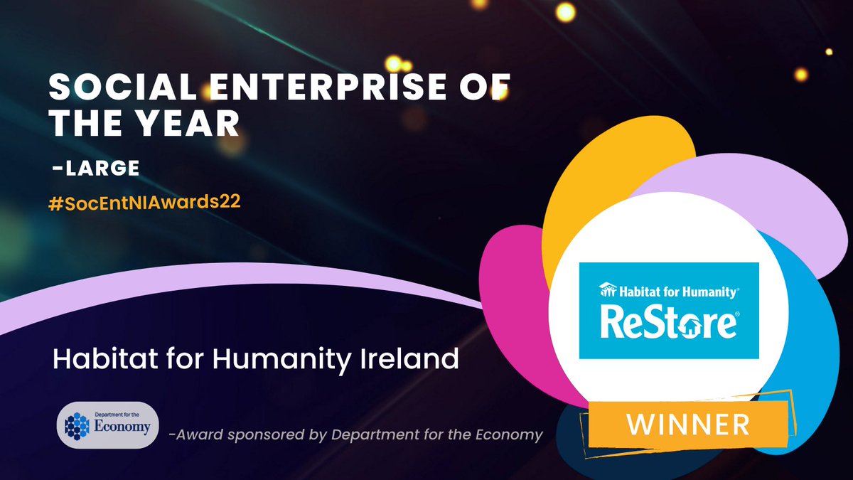 socentni's tweet photo. ✨THE BIG ONE! The WINNER of the NI Social Enterprise of the Year 2022 (large) sponsored by @Economy_NI is…. @habitatni #SocEntNIAwards22 ✨ https://t.co/InrhCUJvob