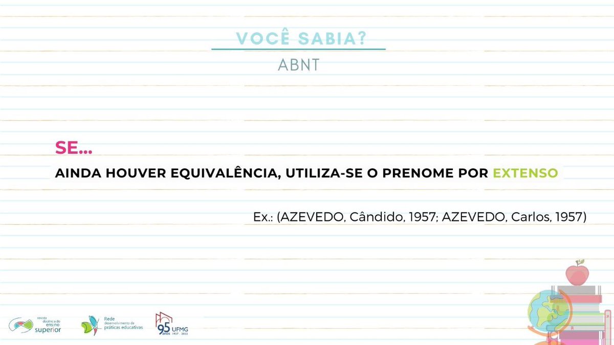 RDES_UFMG's tweet photo. Você sabia como devem ser as referências com autores com mesmo sobrenome? No quadro de hoje iremos conversar sobre isso.

#ensino #educação #RDES #GIZ #UFMG #vocêsabia #abnt #referências https://t.co/MP8tB6iAxM