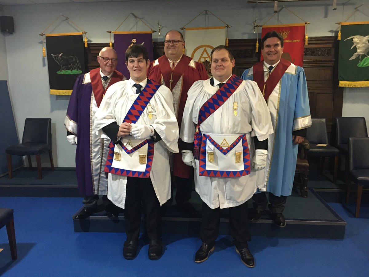 BerksPGC's tweet photo. A very special occasion for The Old Sunning Chapter. A double Exaltation with both candidates being Exalted by their Fathers. A beautiful and highly emotional ceremony. A great time was had by all. @GrandChapter https://t.co/tAA4ORM7jd
