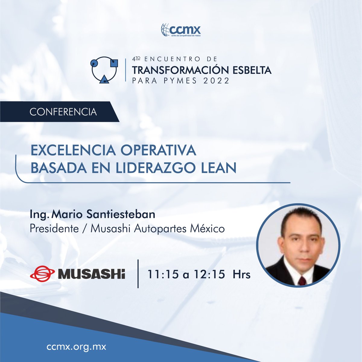 soyccmx's tweet photo. ¡Lograr la excelencia operativa de tu empresa, es posible! Conoce los expertos que participarán en el 4to. Encuentro de Transformación Esbelta, te ayudarán a adquirir las metodologías para eficientar tus procesos operativos. 

Regístrate: https://t.co/5E9hP95X9E

#ExcelenciaPyme https://t.co/O3sGSDScXM