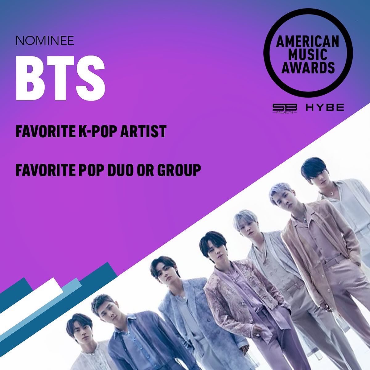 SB_Projects's tweet photo. Our ✨@AMAs nominees✨ congratulations to everyone, we’re so proud! https://t.co/Wa90K5km4M