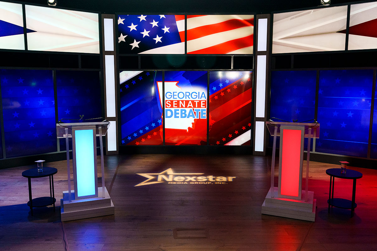 EKlynstra's tweet photo. We're less than 45 minutes away from tonight's #GASenDebate with @HerschelWalker and @ReverendWarnock, happening in Savannah. 

Watch it on @WSAV's livestream at 7 p.m.: 
https://t.co/gc1JE2pClk https://t.co/vhNB5kCpw2
