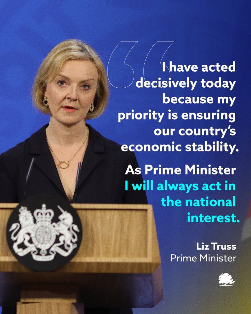 The priority must be stability and a strong focus on reducing energy costs and financial stewardship. Liz Truss made a tough call today but the duty of a PM has to be security - both economic and national.