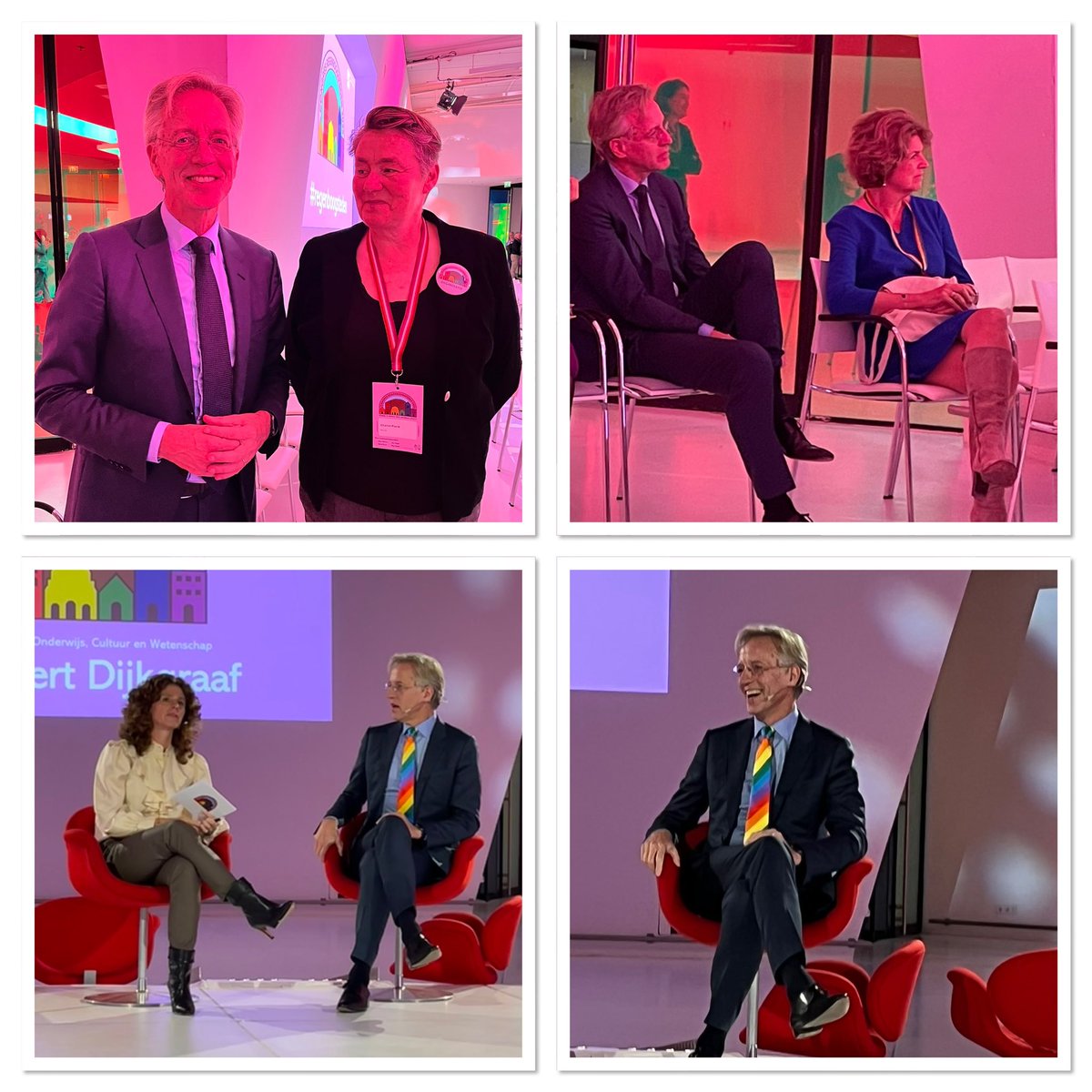 Inspirerende ontmoeting met minister Robbert Dijkgraaf op het congres #regenboogsteden. Ik noteerde een paar mooie quotes: “Emancipatie is mijn kleinste budget, maar mijn grootste opdracht”. En: “Niemand wil rondjes in vierkantjes duwen. De samenleving moet breder worden.