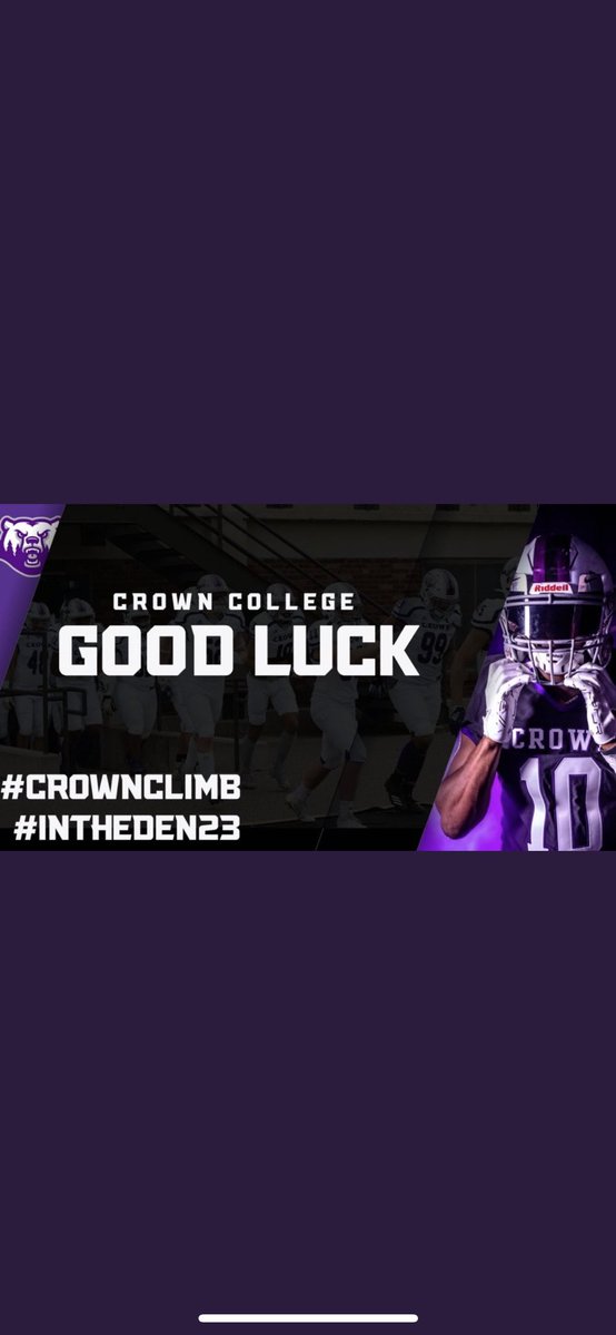 thank you for the good luck wishes! <a href="/Coach_MLeathers/">Coach Leathers</a> <a href="/CrownCollegeFB/">Crown College Football</a> <a href="/_Coach_Franz/">Coach Franz</a>