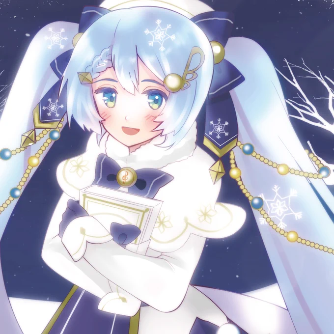 今日は寒いので、雪ミクさんを描こうかな!これはお気に入りの時計ちゃん 