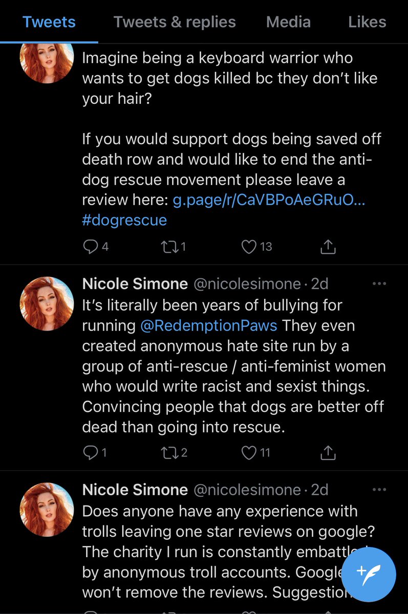 RedemptionFlaws's tweet photo. Found publicly:
Trying to manipulate the narrative so that #NicoleSimone & #RedemptionPaws is seen as the victim.
Just because you reject the negative doesn’t mean it’s not true. Let the honest reviews continue.
Why are people anon? https://t.co/6AwW15pyps