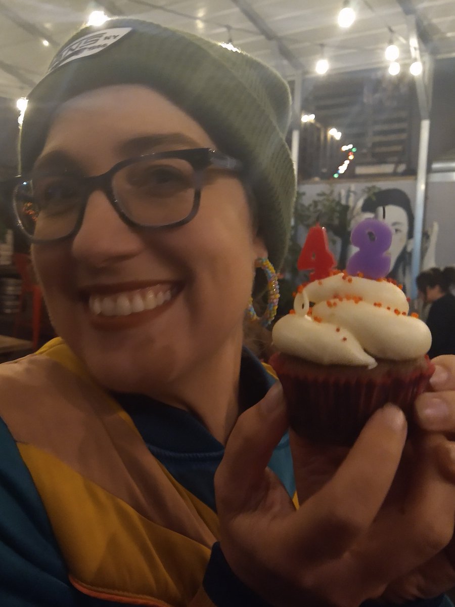 MmmmPie's tweet photo. Surprise pumpkin cupcakes with cream cheese frosting for @rebeccawatson's birthday.  The answer to life, the universe, and everything is obviously cupcakes. https://t.co/FpqeGgRkm8