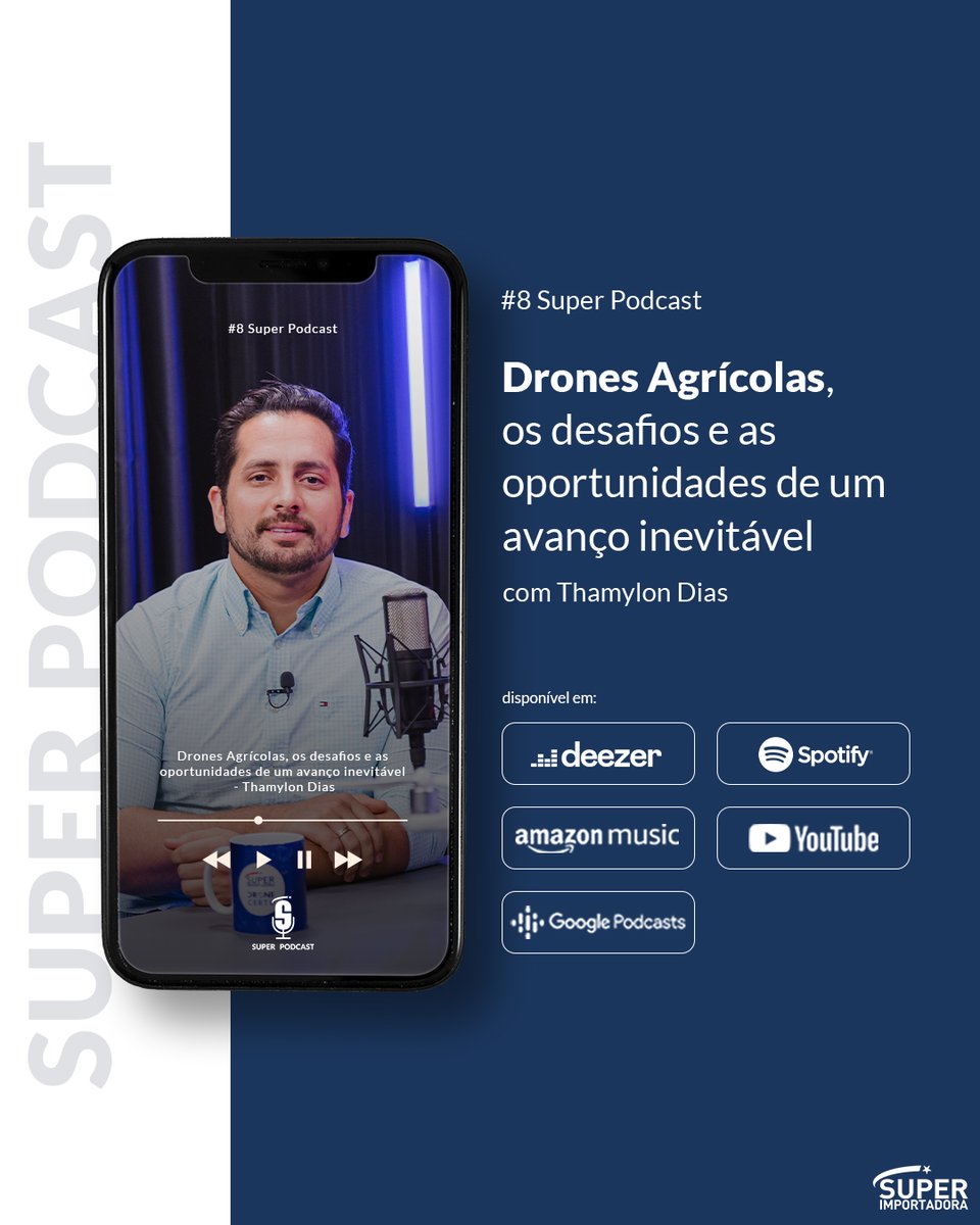 Especialista em drones agrícolas, Thamylon trouxe todo seu vasto conhecimento, mostrando o quão importante o agricultor precisa estar antenado em utilizar as tecnologias e aplicar a Agricultura 4.0 em sua lavoura.

#tecnologia #dji #djibrasil #drone #podcast #superpodcast