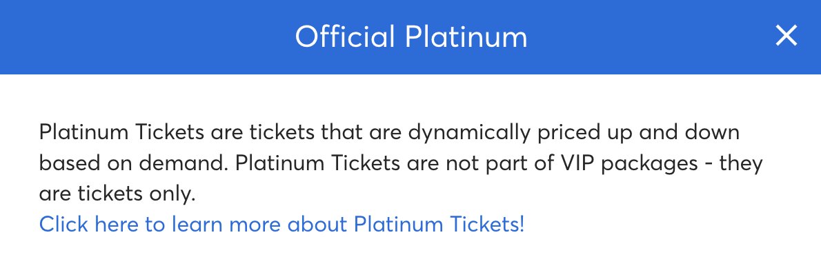 a15n_'s tweet photo. Correction, @Ticketmaster has dynamic pricing ("Official Platinum") and charges more for regular tickets after scalpers jack up the price. https://t.co/sdMtlCuKhH