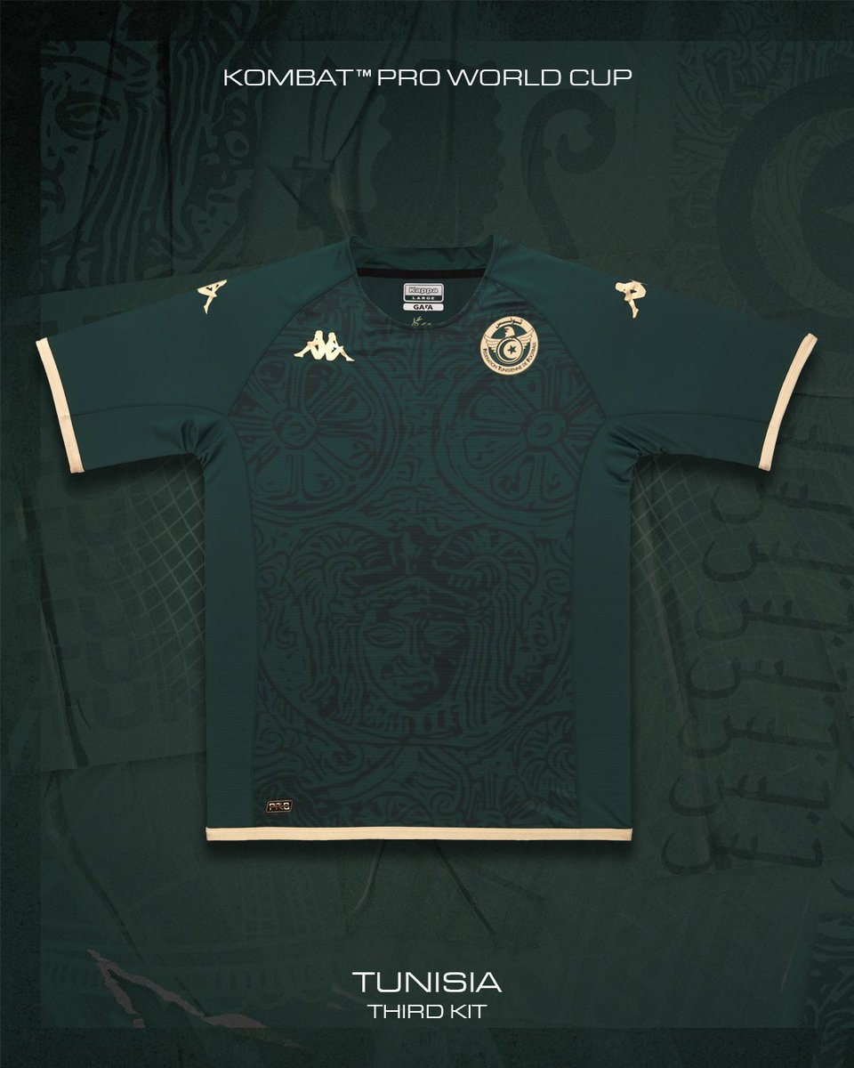 bautideleon's tweet photo. Túnez 🇹🇳, la mejor selección de la Copa del Mundo, es también la que tiene mejor camiseta. 

La tercera equipación del combinado tunecino es una joyita💎 https://t.co/zFaqzs3wPm
