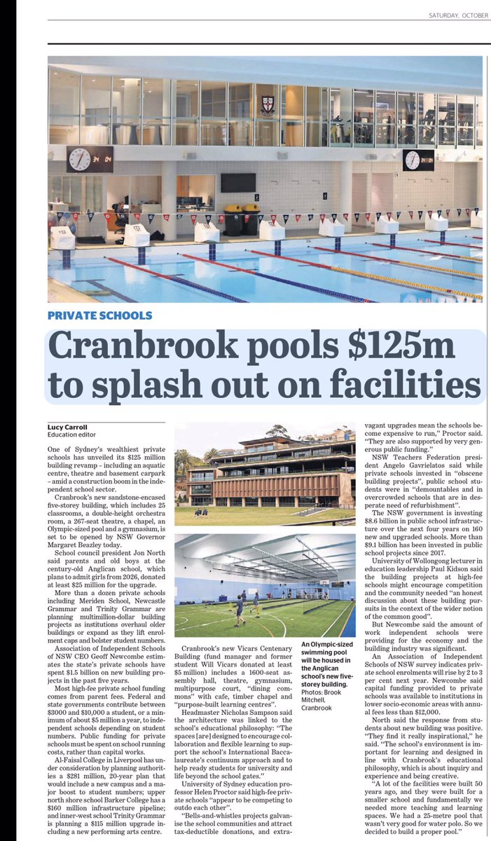 This private school gets $6 million of government funding EVERY year.
it does not need one cent of public funding