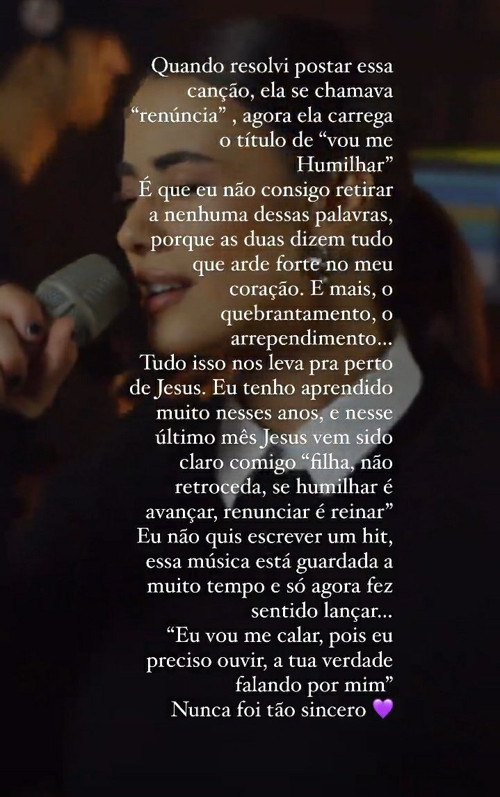Centraldaisa1's tweet photo. Relato da Isadora sobre a canção "Vou me humilhar", que você possa ser quebrantado e se arrepender, tudo isso fará você estar mais próximo de Deus.
Corre assistir, a música está disponível em todas plataformas digitais.
Link tá nossa bio.💜
Deus te abençoe 
Att, centraldaisa https://t.co/fOaKjXAglc