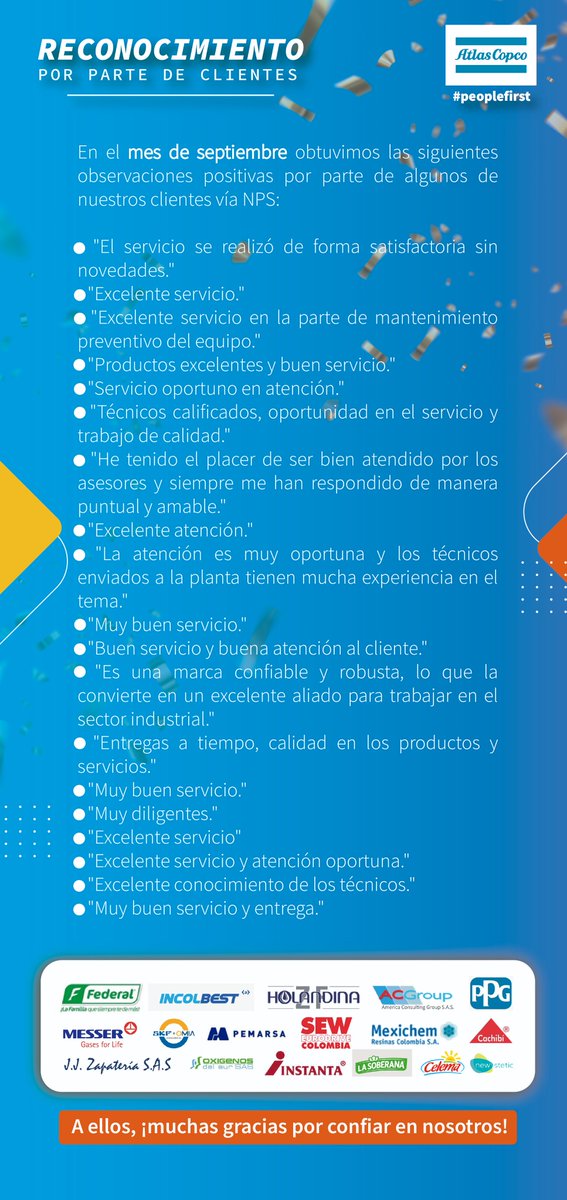AtlasCopcoCol's tweet photo. Gracias por confiar en nosotros, trabajamos día a día para ustedes.💙
#AtlasCopcoColombia #AtlasColombia #CompresoresDeAire #AireComprimido #GasesIndustriales https://t.co/MplDSaE5VV