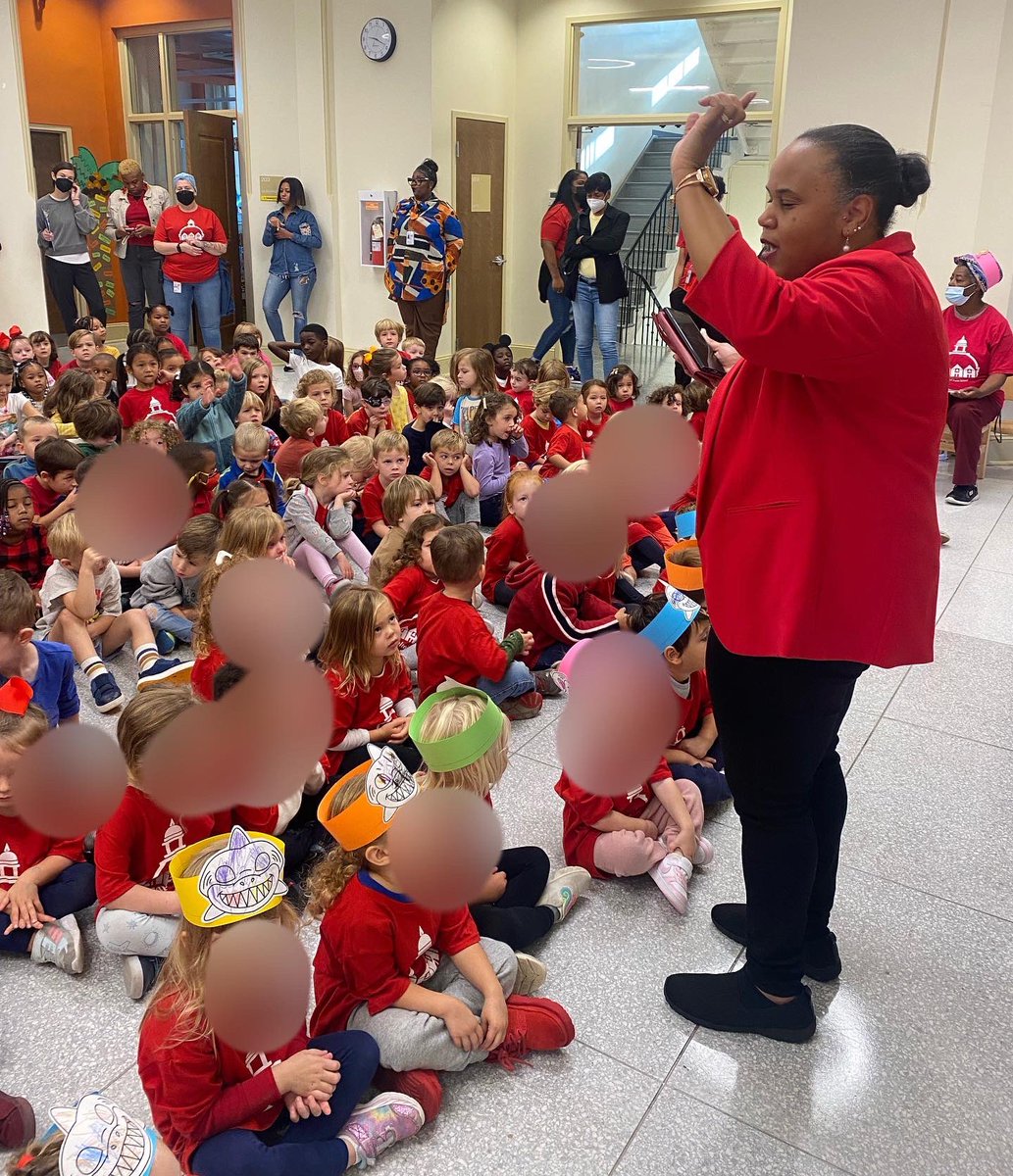 PeabodyLibrary1's tweet photo. PreK &amp; K students @peabodywatkins ROCKED THE RED for the 2nd time this year! To celebrate the end of Hispanic Heritage Month, we sang “Amigos Amigos” with our music teacher and joined Ms. Syquia’s PreK 3 class in singing the Spanish version of “Baby Shark”! @dcpublicschools https://t.co/XQEF4Chu3A