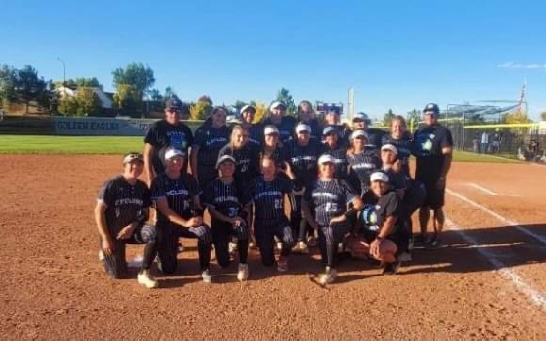 odellzr's tweet photo. After three games and seven grueling hours of softball in the heat, our @PuebloWestHS Softball Team battled back after a tough loss to Frederick to advance to the @CHSAA 4A State Tournament! Congratulations @cyclonespwhs!!! #cyclonepride https://t.co/KIQtNcCLGx