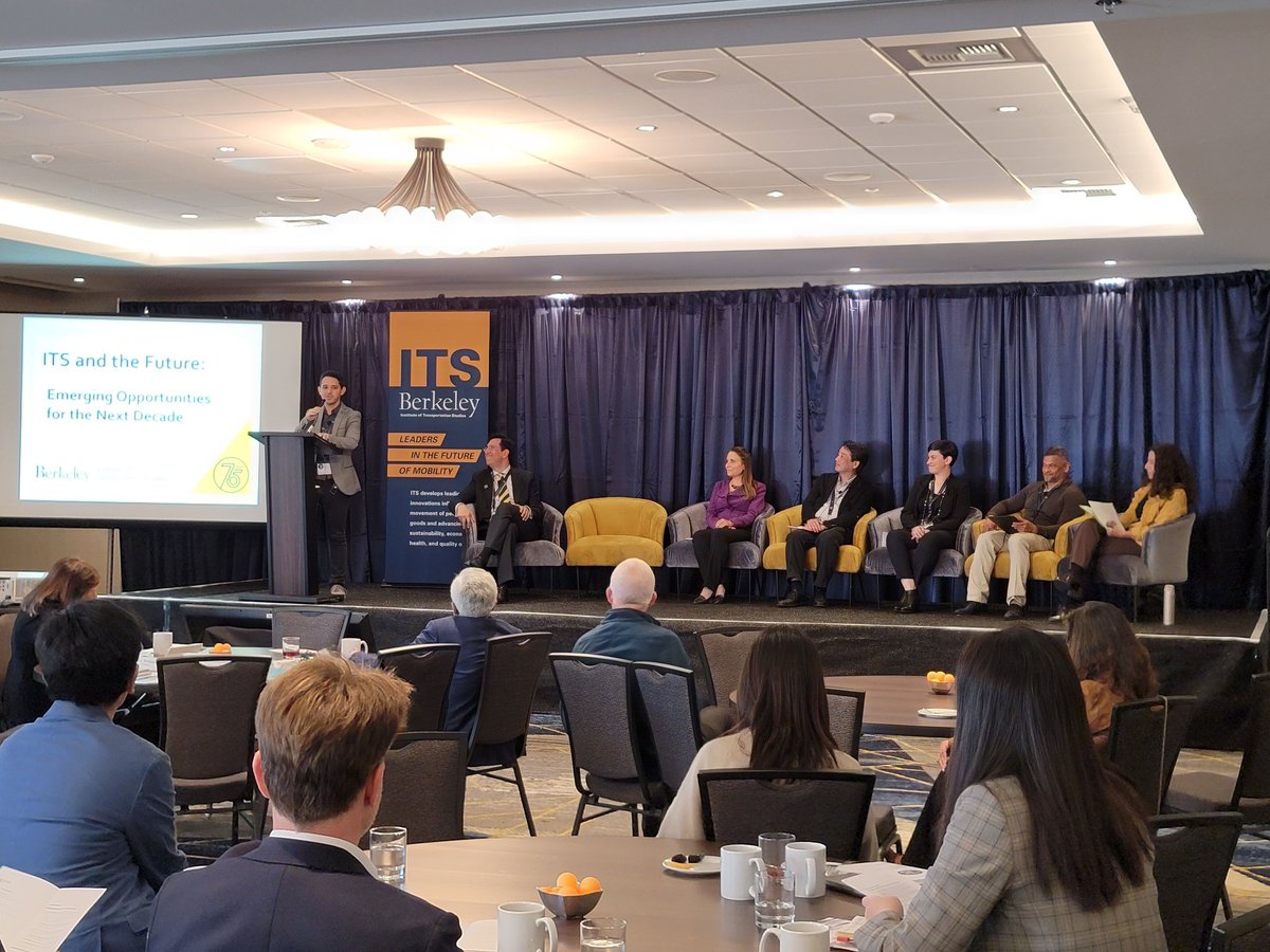 BerkeleyITS's tweet photo. Another amazing panel discussion ITS and the Future: Emerging Opportunities for the next decade with @ced_berkeley Daniel Rodriguez, @TrapenbergFrick @Cal_Engineer @SusanShaheen1 @ScottMoura Kenichi Soga, Maria Laura Delle Monache, Raja Sengupta #ITSat75 https://t.co/yHgUBNfsF4
