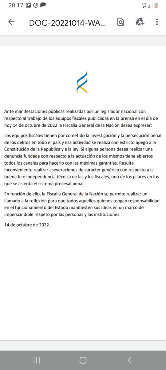 Comunicado público de la Fiscalía General de la Nación