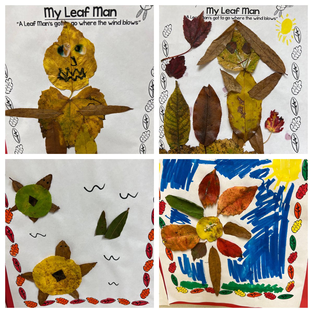 Mariner2nd's tweet photo. We kicked off our Friday with some fall fun! 🍂🍁🍃🤗 #leafman #leafcreations #2ndgrade #westgatees #fallfun https://t.co/jxf5en0fTg