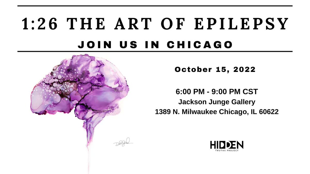 EpilepsyArt's tweet photo. Join us at the @J2Gallery for 1:26 The Art of Epilepsy to showcase artists whose lives are impacted by epilepsy. Art becomes their story #seeyouinchicago this Saturday, October 15. Tickets: https://t.co/3r0RO74JTW https://t.co/VPmIH2psb7