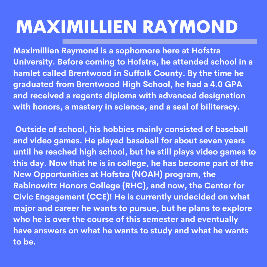 HofstraCCE's tweet photo. It's #FellowFeatureFriday! Meet Maximillien Raymond, one of our new fellows! https://t.co/38yjnchr2V