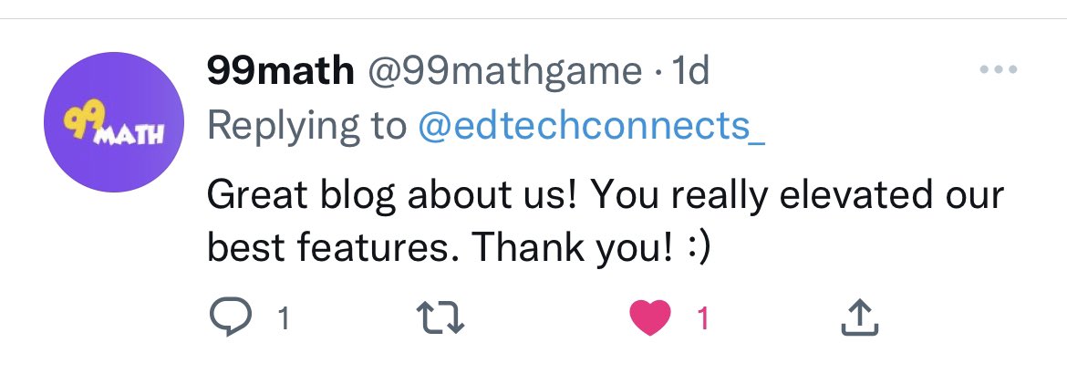 edtechconnects_'s tweet photo. Feels nice when the company’s twitter account actually takes the time to reply 💜 💙 https://t.co/HaVflAA8Dp