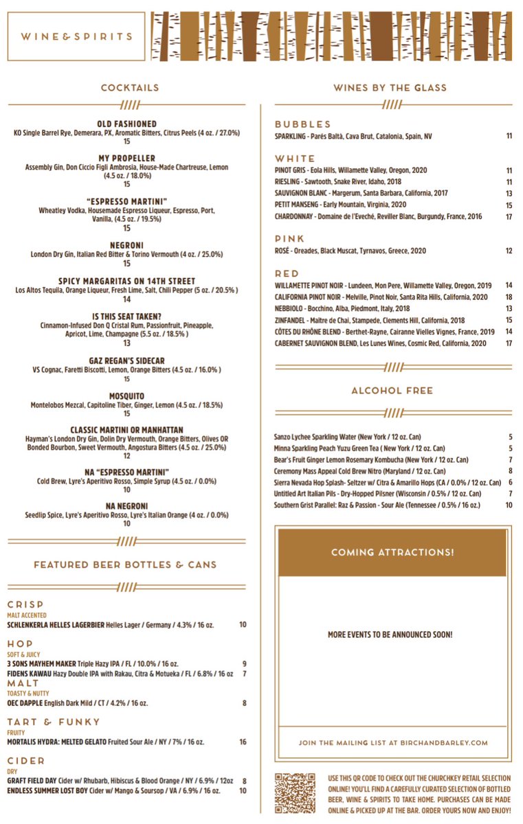 After a long closure, <a href="/BirchBarleyDC/">Birch & Barley</a> reopened tonight. Open Tuesday-Sunday at 5.