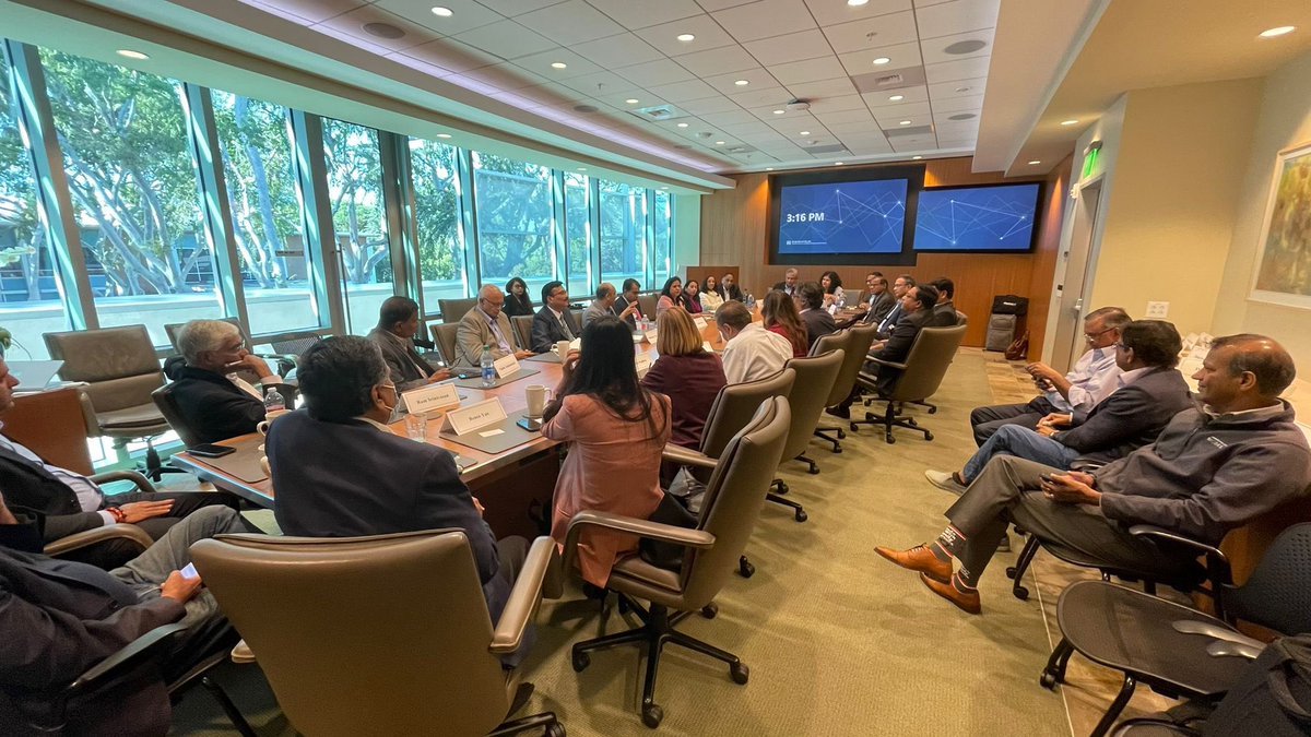 USISPF and it’s Bay Area members were delighted to host Sec. <a href="/rajesh_gokhale/">Rajesh Gokhale</a> from <a href="/DBTIndia/">Department of Biotechnology</a>. Conversations on strengthening the Silicon Valley-India ecosystem, touching on healthcare, defense, agriculture sector. Thank you to our hosts @VarianMedSys and <a href="/VJS_Policy/">Vikram J. Singh</a> for moderating