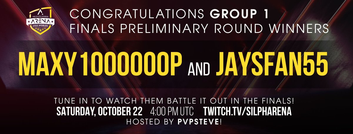 SilphGG's tweet photo. Group 1 of the #2022SilphWorlds Prelims have concluded with @Maxy1000000P and @jaysfan55PoGo emerging as the top 2 competitors! 
Join us in congratulating these two challengers, who have earned their spot in the Worlds Championship Final! https://t.co/px0A1hdR8c