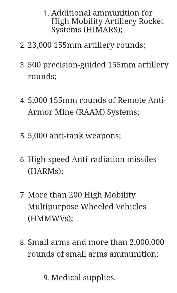 DanLamothe's tweet photo. Another package of weapons for Ukraine announced by the Pentagon just now. This one worth $725 million and includes: https://t.co/wVB5AgF4XZ