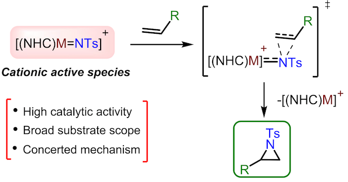 Szostak_Group's tweet photo. #NHCs #NHeterocyclicCarbenes Diaz-Requejo group reported [NHC-M] (M = Cu, Au, Ag) catalyzed olefin #aziridination with PhI=NTs as #nitrene source. IPr outperforms IMes. Concerted mechanism vs. more common radical mechanism! @Tongliang_Zhou @Orgmet_ACS

https://t.co/xu00ugS4g7 https://t.co/GmaSbPaSC5
