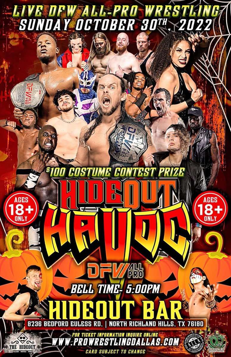 Dyl_Fa_Ryl's tweet photo. WE’RE BACK BABY @DFW_ALL_PRO 

SEE YOU AT THE HIDEOUT ON 10/30

#prowrestling #dfwap #whiteclaw 
#chillyboys #ProWrestlingDallas #wwe #raw #smackdown #njpw #wrestlekingdom #aew #bigvibe #vibezilla #chillyboysummer #NRH #northrichlandhills #thehideout #halloween https://t.co/uyZBaJ1uym