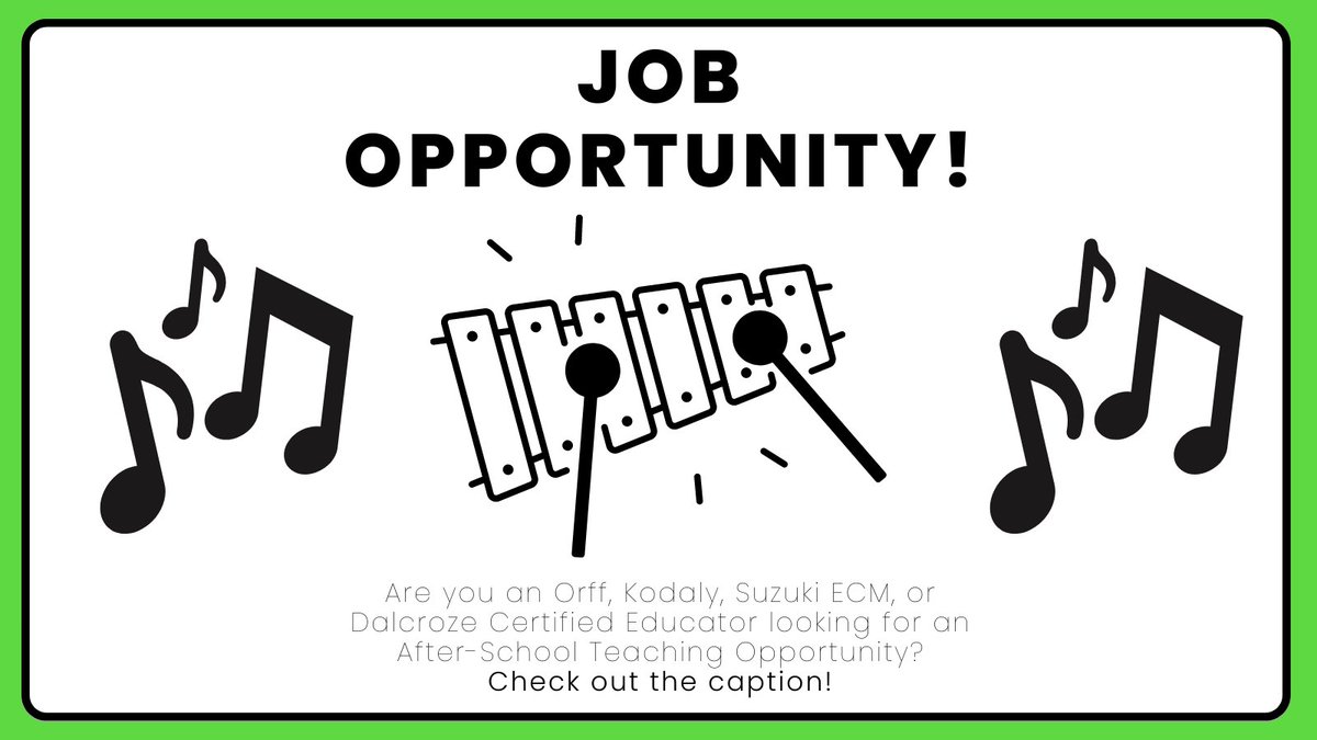 Are you an Early Childhood Music Educator looking for an After-School Teaching position? Go to our website for further information: bit.ly/OrffClassifieds