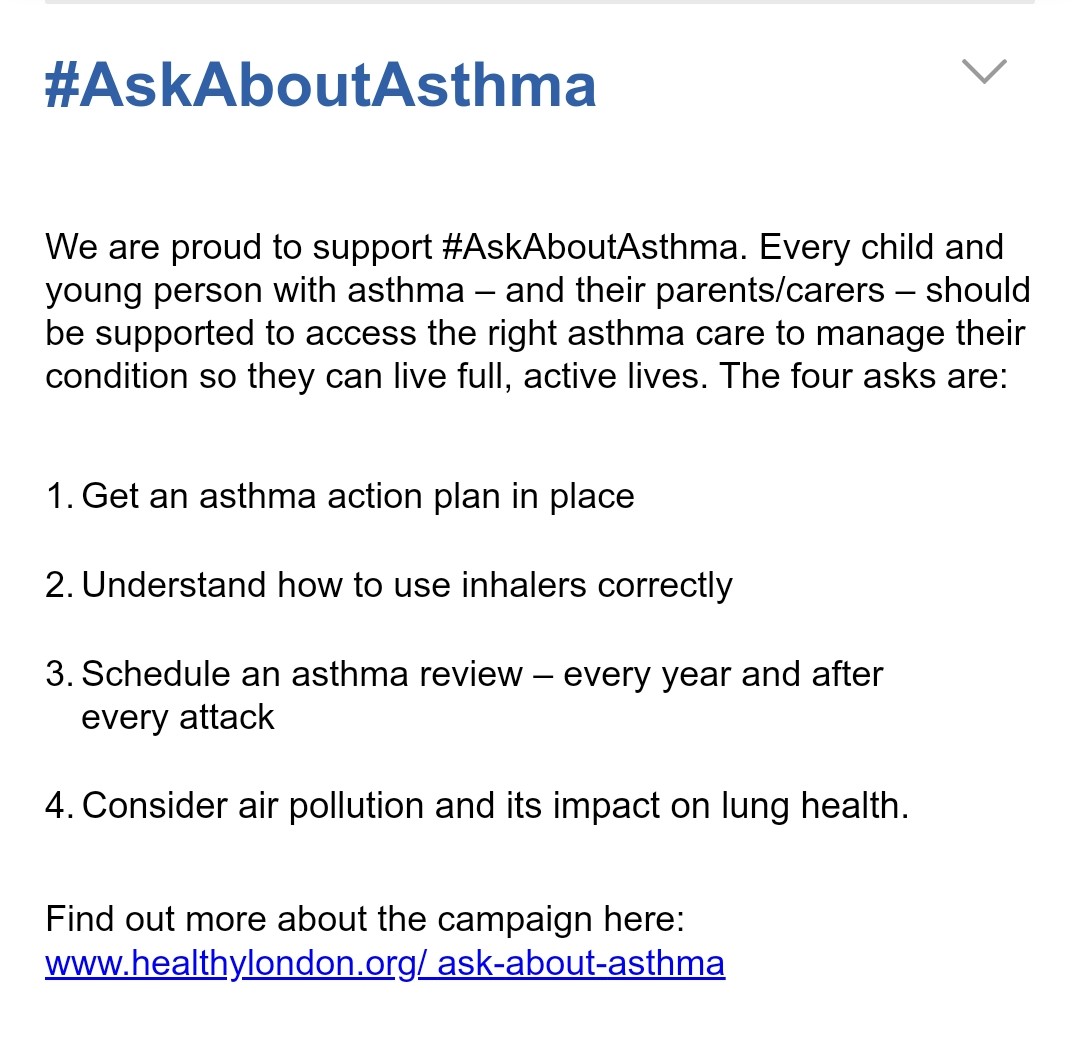 claretwiggpeckh's tweet photo. @PaedResp_UHMBT @32Children @ChildrensFgh So pleased 2 c this in our @UHMBT Weekly News #PaediatricAsthmaMatters #AskAboutAsthma #ChildHealthMatters #CorrectInhalerImage #BetterAsthmaControl #PAAPs  #AddressInequalities #CleanAirMatters #ExerciseIsGood #CYPAsthmaTransformation https://t.co/M1pmB87wMm