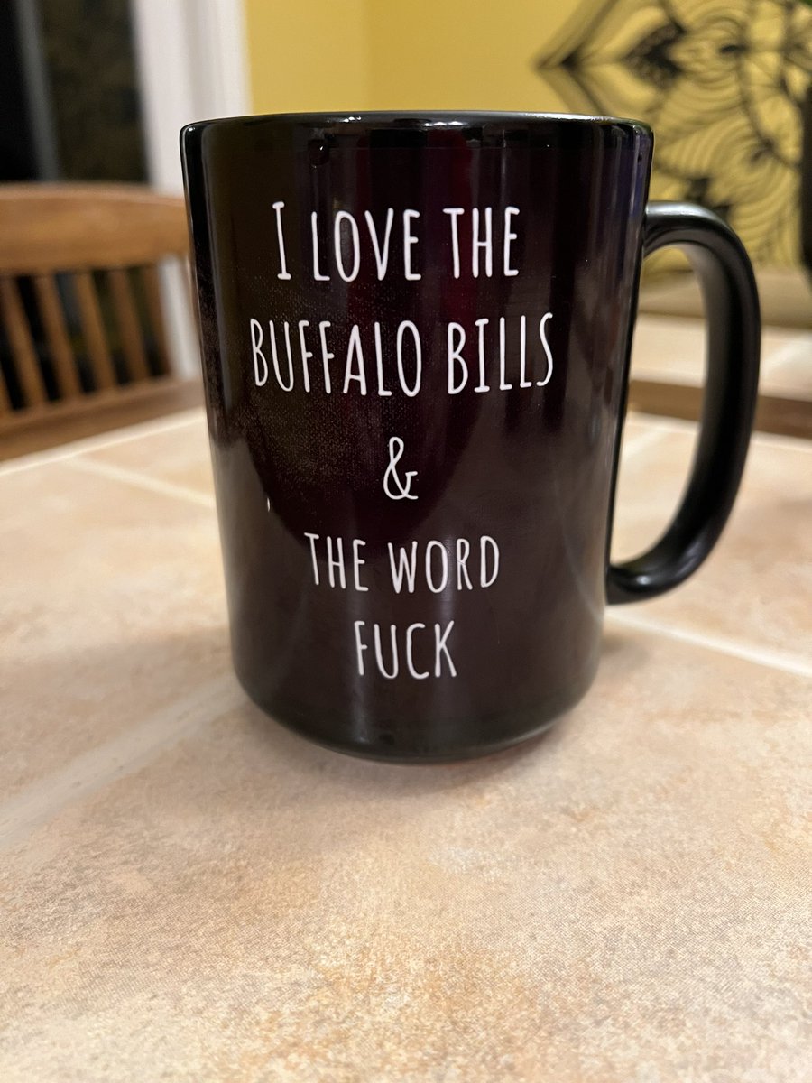 Coffeewhore2's tweet photo. I don’t Billieve I’ve ever found a more perfect mug that fits me. 💙❤️ #billsmafia https://t.co/GRgTr35yW6