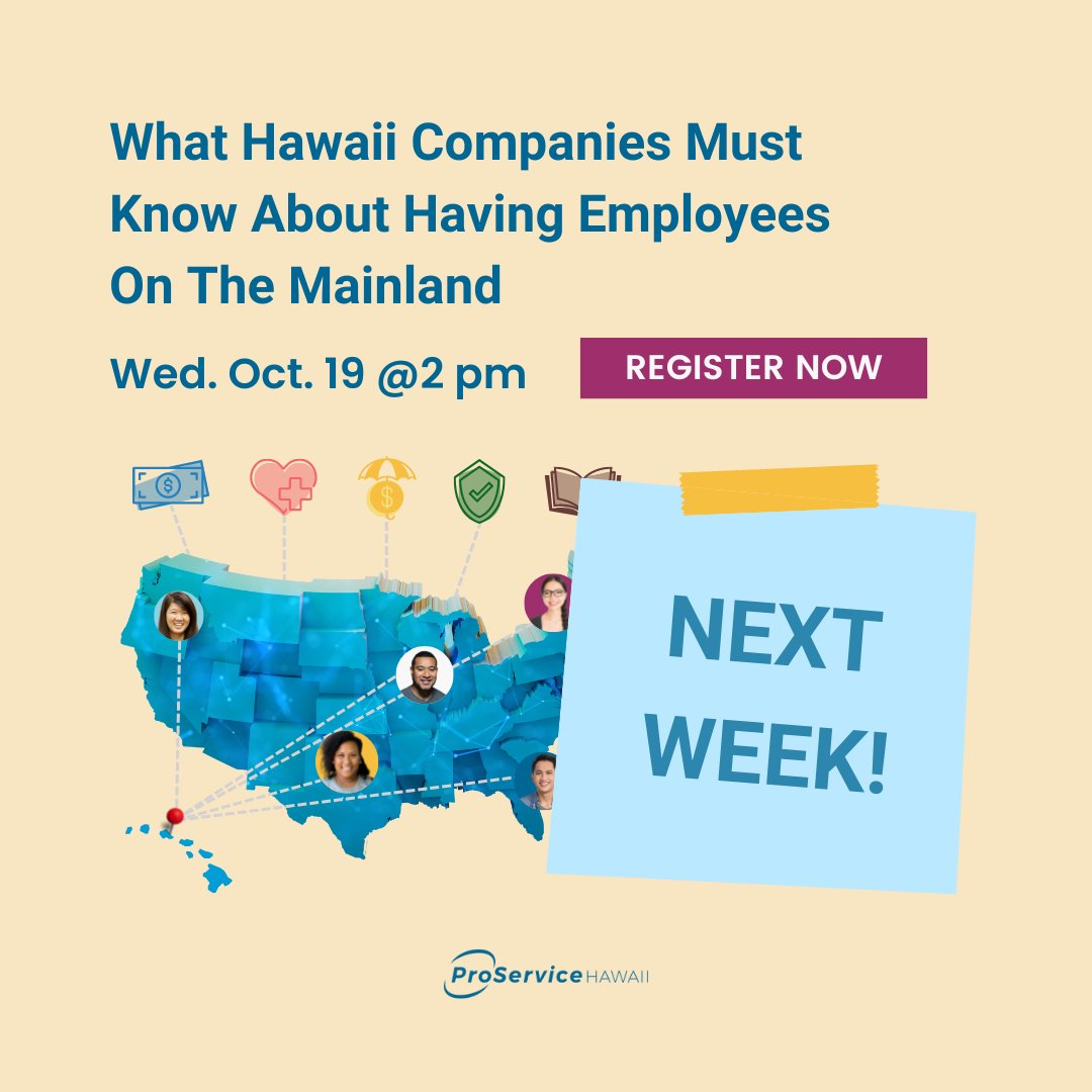 ProServiceHI's tweet image. Can't find your ideal job candidate in Hawaii? Consider adding mainland remote workers to your Hawaii team. We can help. Save your seat! hubs.la/Q01pRlvf0

#ProServiceHawaii #HR #HawaiiBusiness #MultiState #RemoteWorkers #BrainDrain #HawaiiBrainDrain