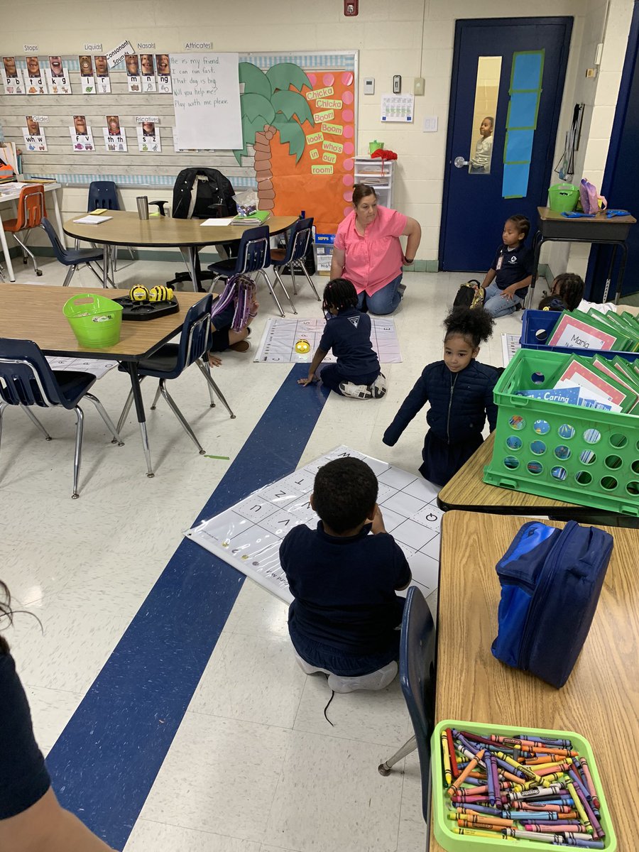 CerraErb's tweet image. On day 2 of Kindergarten coding we added our letters. #beebot #codingkindergarten