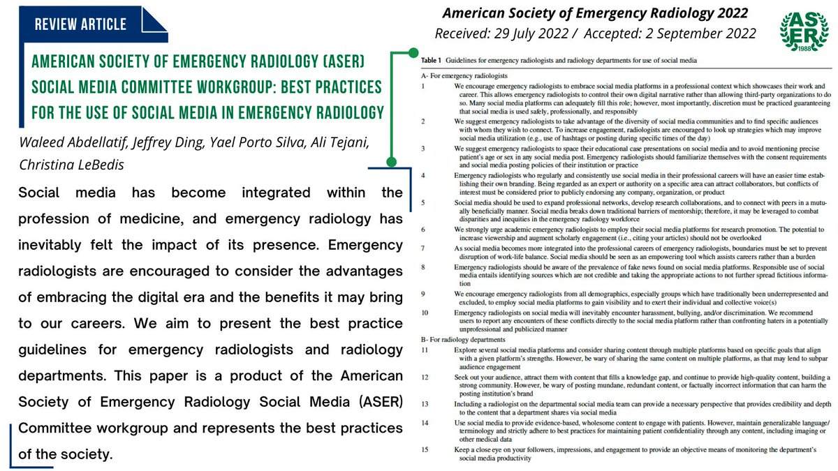 American Society of Emergency Radiology | ASER tweet media
