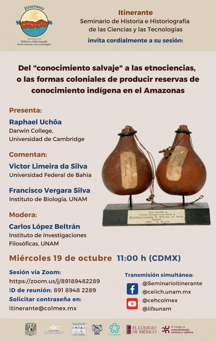 UNAM_IIFs's tweet photo. Sem_Itinerante

19/Oct/22 • 11 H CDMX
https://t.co/CbtWP6aJJH
https://t.co/ukWd7QNLzJ

Del "conocimiento salvaje" a las etnociencias...
@rbsuchoa | @DarwinCollege | @Cambridge_Uni

Comentan
@FVShpss  | @ib_unam 
Víctor Limeira da Silva | @ufbaempauta

Modera
Carlos @lopezbeltran https://t.co/uvM4KIczpx