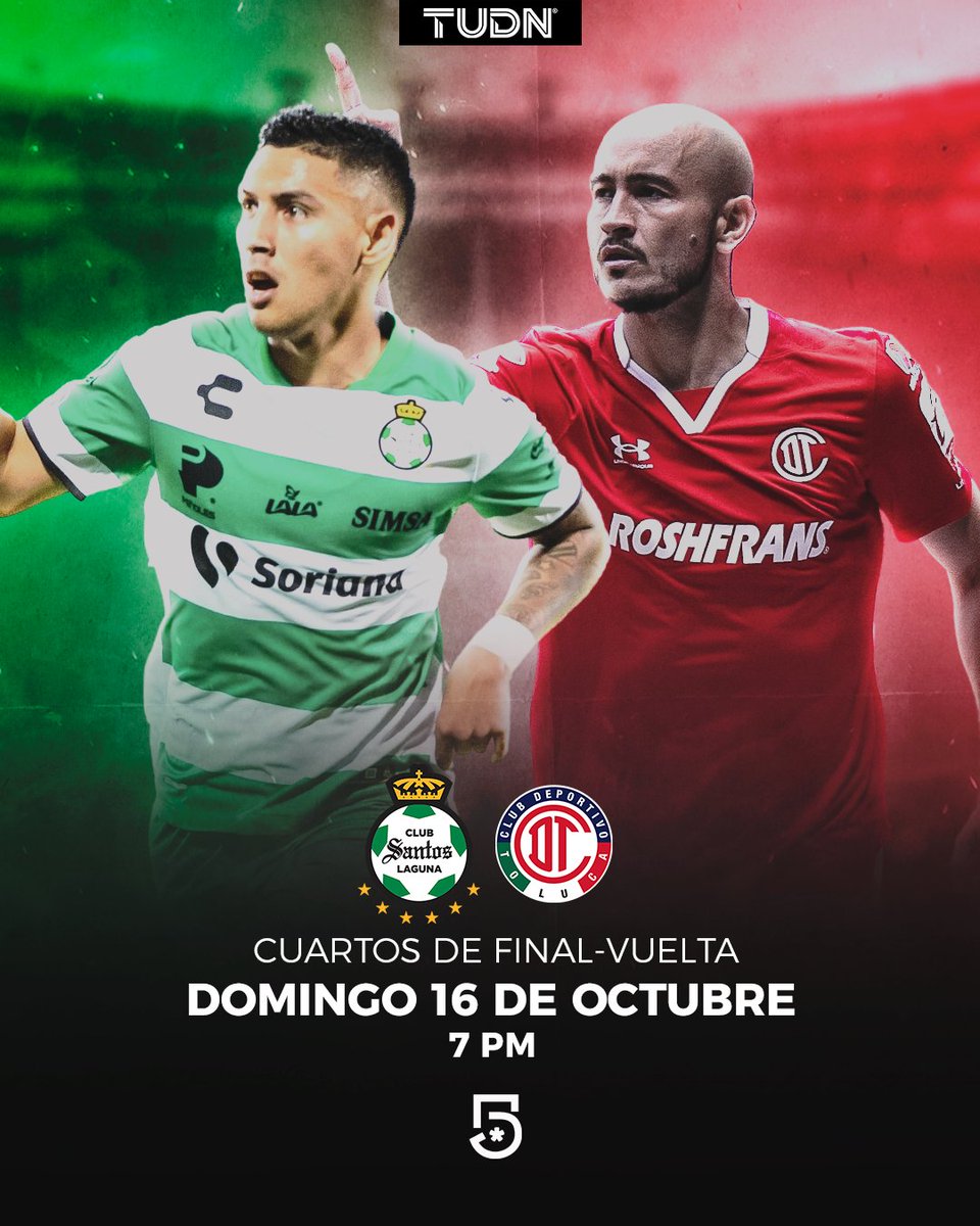 Los Guerreros del <a href="/ClubSantos/">Club Santos</a> 😇 reciben a los Diablos Rojos del <a href="/TolucaFC/">Toluca FC</a> 😈

Vive la #LiguillaEnTUDN por <a href="/MiCanal5/">El 5</a> 🏆