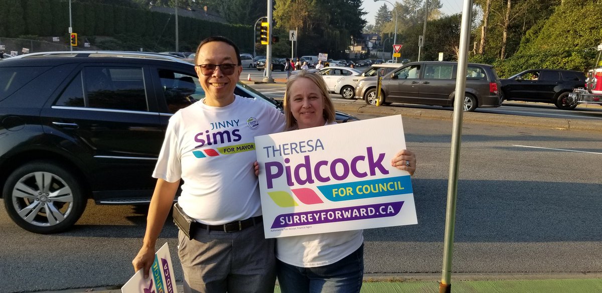 residualimage's tweet photo. Jinny Sims and Surrey Forward are takin' it to the streets for the final push. We have the momentum and we are going to close strong. Election day is tomorrow! 

#SurreyBC #SurreyForward https://t.co/SF151acahk