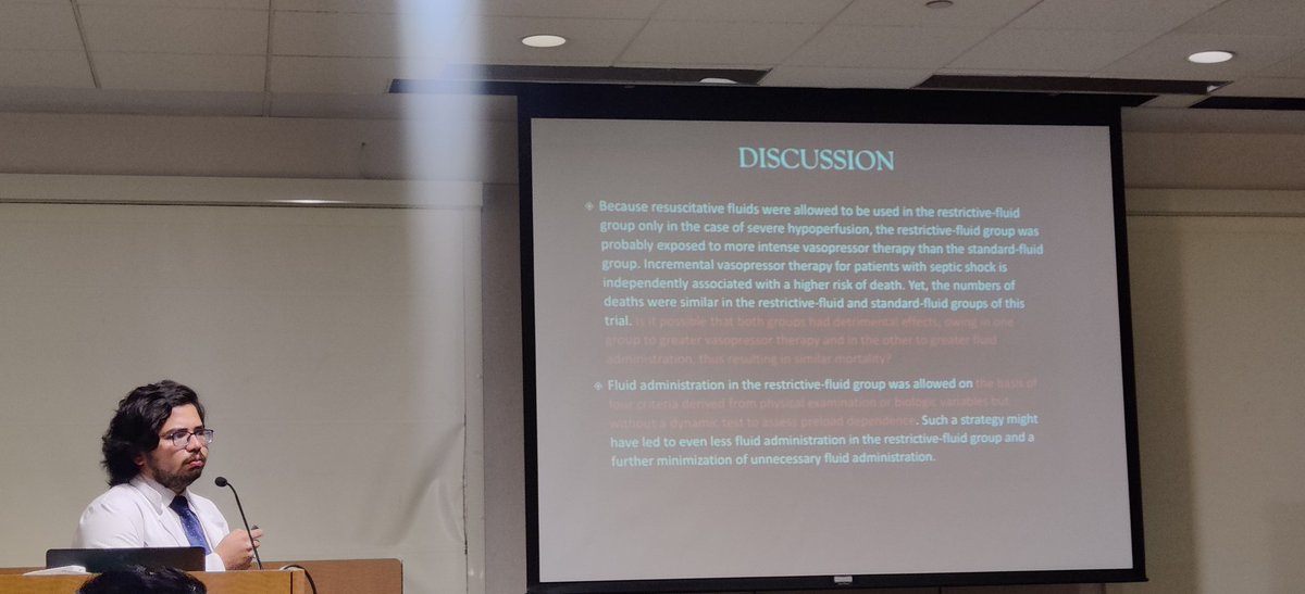 svhmedres's tweet image. Stellar presentation by one of our PGY2s @ArunavaSaha786 on the recent 'CLASSIC trial' in today's journal club-noon conference.
#Medtwitter #Pulmcrit #MedEd.