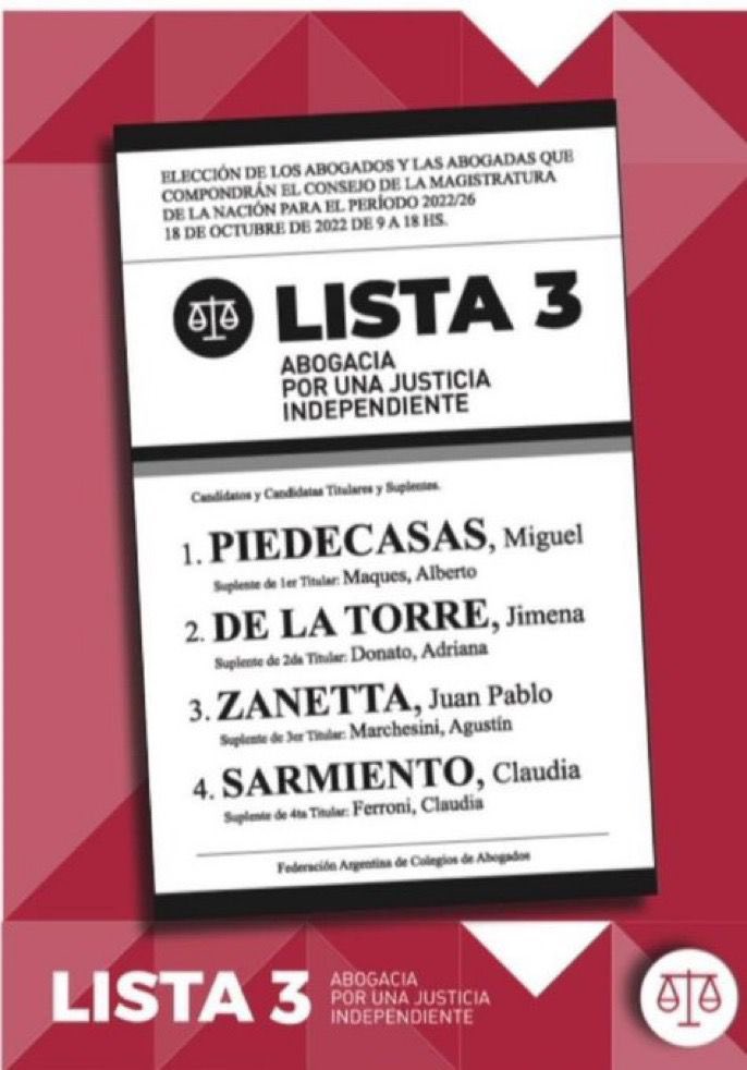UCRNacional's tweet photo. La Abogacía de todo el País este 18 de octubre tiene la oportunidad de elegir sus representantes para el Consejo de la Magistratura de la Nación. 

🇵🇱Los valores de la UCR se encuentran representados en la #LISTA3 que garantiza Independencia Judicial y el Estado de Derecho. https://t.co/bXTNFt74IE