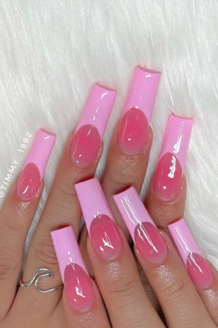 strawbunnykissd's tweet photo. pink on pink french tip nails!!! https://t.co/6mzUyX8zZe