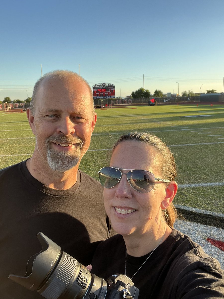 ThePicture_Lady's tweet photo. On the field early for Friday night selfie…. Picture Lady does ALL sports! #LHS Band is very close to my heart… with my oldest in the Army Jazz band after four years at Liberty High School with band followed by ASU band… @LHSAthletics22 https://t.co/NmZUFw4Qln