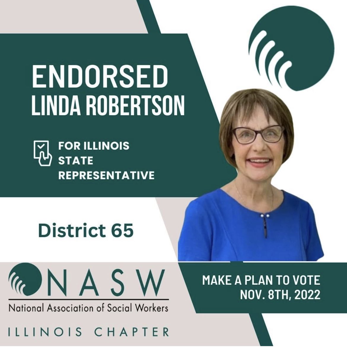 voteLinda65's tweet photo. #NEWS: The National Association of Social Workers (@NASWIL @nasw) has endorsed Linda! Yet another endorsement from an important organization.
#socialworkers #NASW #socialworker #socialwork #VoteBlue22 #lindarobertson #danugaste #il65 #KaneCountyIL https://t.co/nnxu2NBIh9