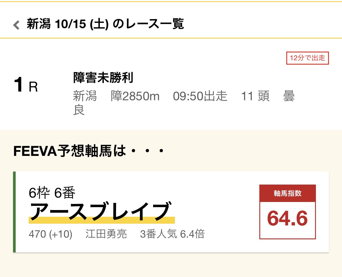 feeva2020's tweet photo. おはようございます🤖
金曜日にお知らせした通り、今週よりFEEVA AI軸馬予想の一部公開を再開します🏇💨

新潟1R: 6番アースブレイブ スコア64.6
東京1R: 9番サンライズジーク スコア65

全レースの軸馬予想はこちらから！
https://t.co/JDeVW2FUcn https://t.co/o4rukRPjTd