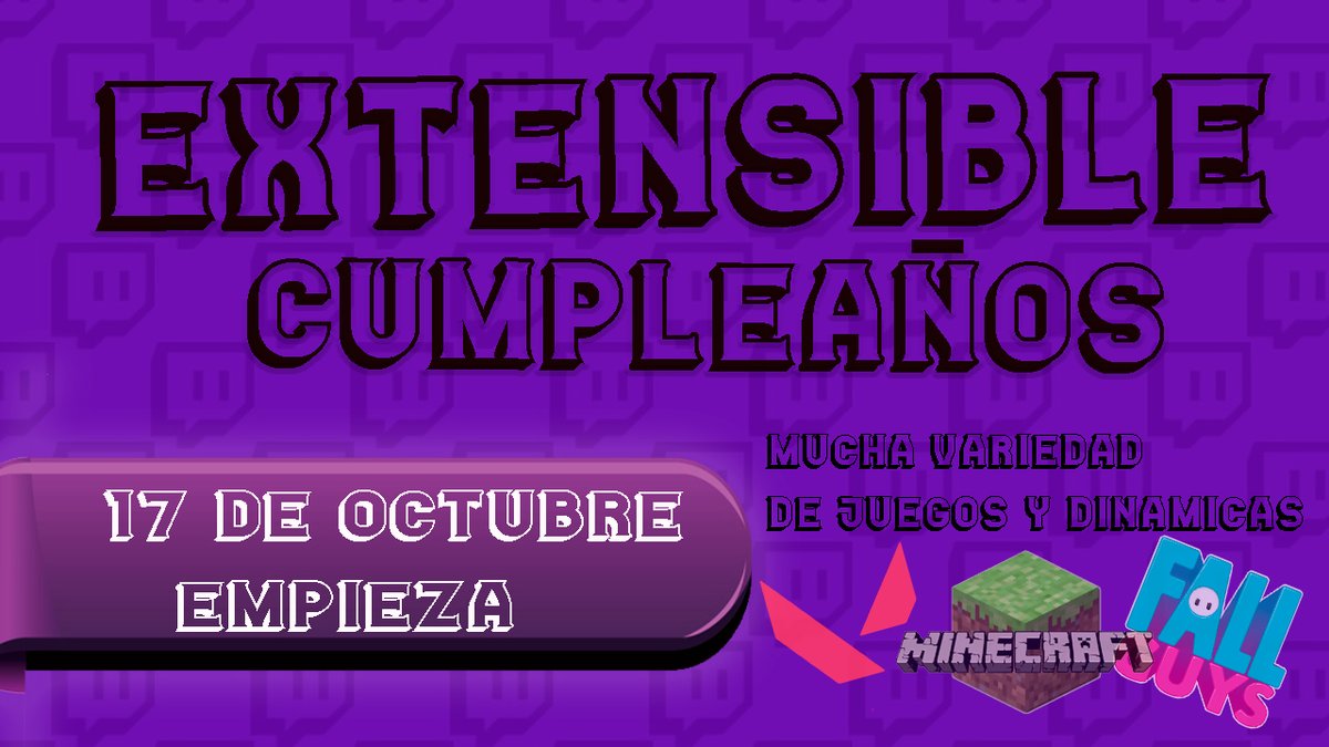 ⚠️Extensible ⚠️

Festejando mi cumpleaños 😎🤙🏼

📅Martes 17 Oct
⏰Iniciamos 7:00pm 🇨🇴 

📲twitch.tv/phsanty18 
📲twitch.tv/phsanty18 

Se Agradece si apoyan con  ❤️&amp; 🔁

 #Minecraft  #VALORANT #fallguys #fortnite #overwatch #gta #needforspeed