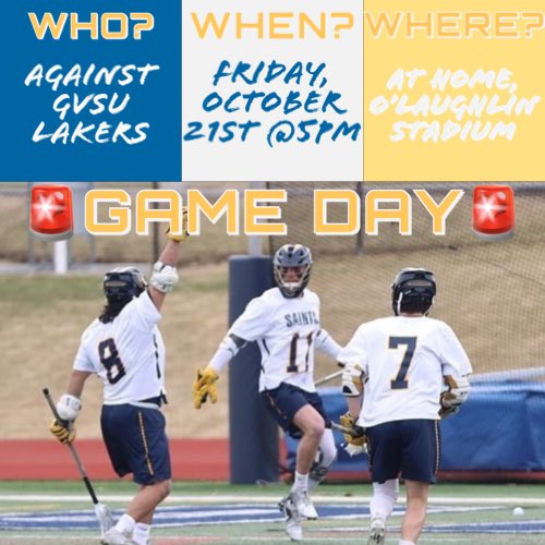 Jumping for joy because we have a fall ball 🚨GAME DAY🚨 coming up. Come out and support your Saints as they take on GVSU Lakers next Friday night @ home 5pm. See you there!