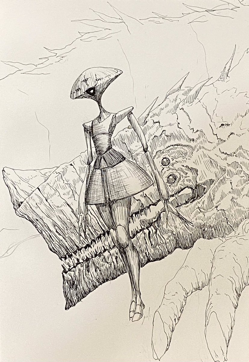 #このタグを見た人はラフ画とその完成絵を見せる
初期線画と完成絵です。 